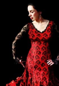 Tamara in red lace dress